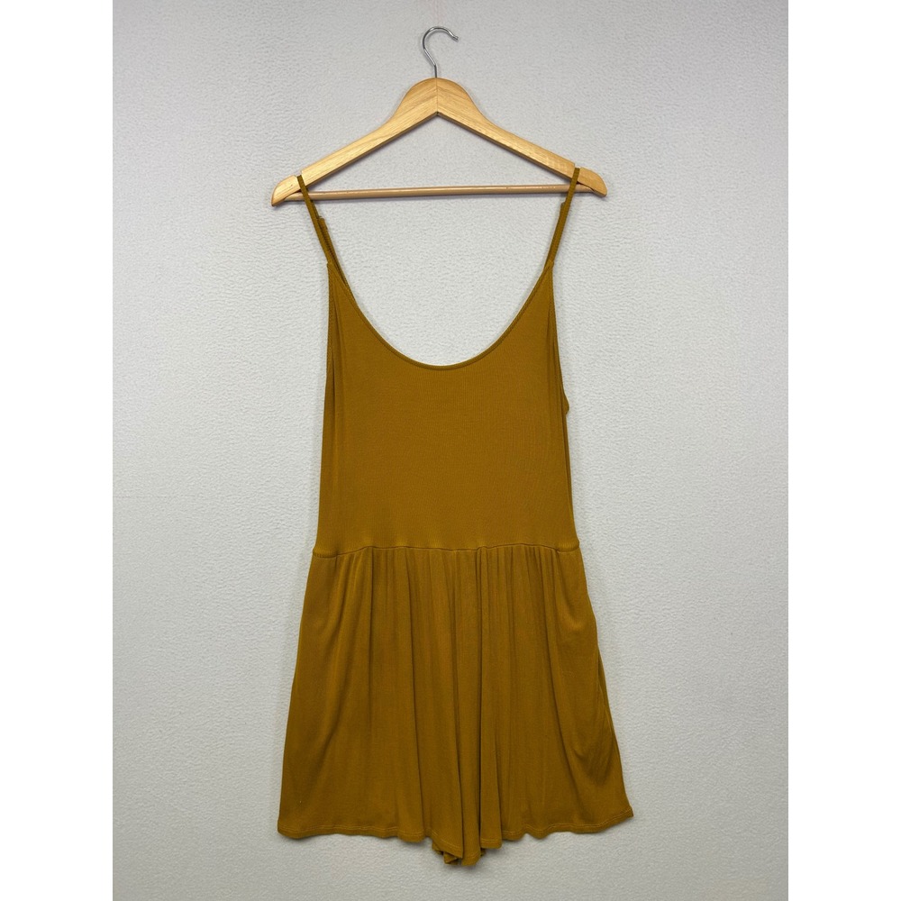 Boho Mustard Wild Fable Womens XL Yellow Ribbed Knit Sleeveless Romper Dress